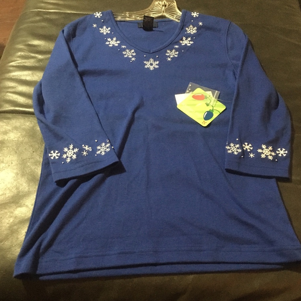 Blue small long sleeve Christmas shirt